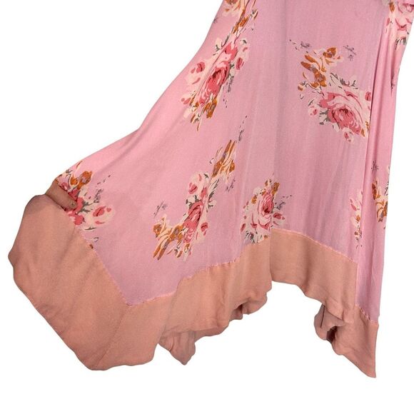 Free People Mini Dress Medium Pink Sleeveless Floral Faded Bloom Sleeveless M - Picture 6 of 16